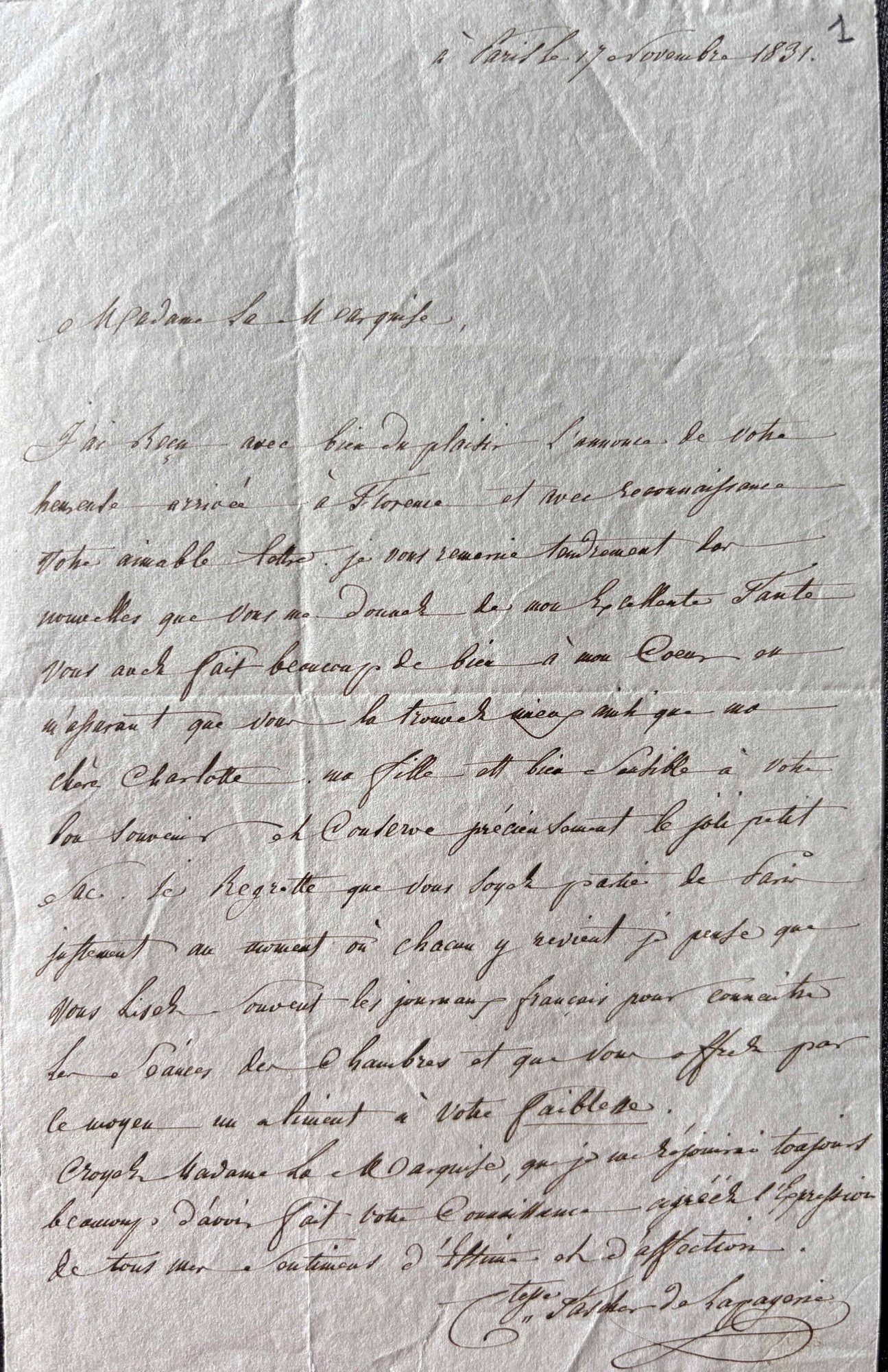 Pascher de Lapagoni  sua lettera